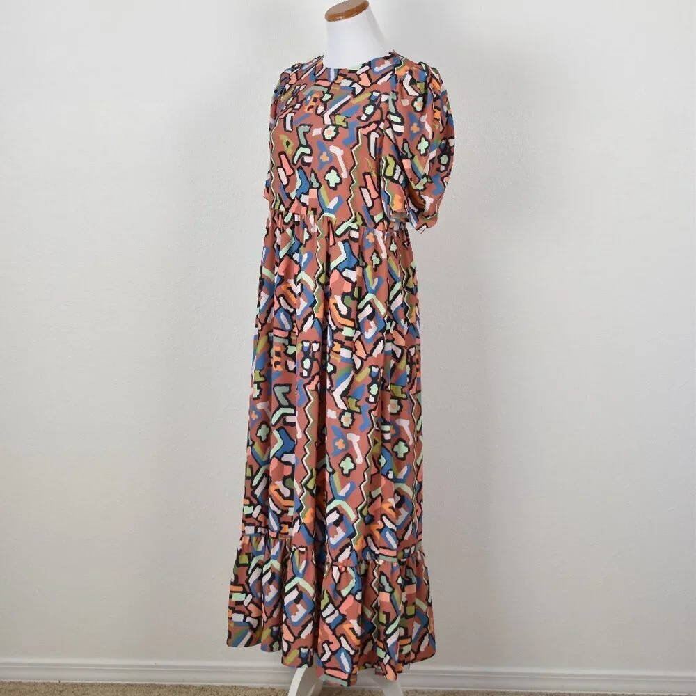 CROSBY Mollie Burch Abstract Printed Maxi Midi Dress - S - Picture 3 of 8